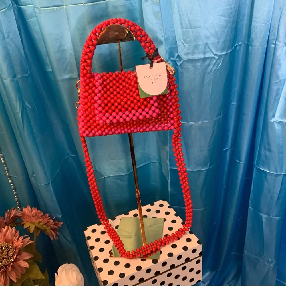 ❤️Price Drop❤️Kate Spade Red and Pink Mini Bag with Beaded Design - Picture 4 of 9